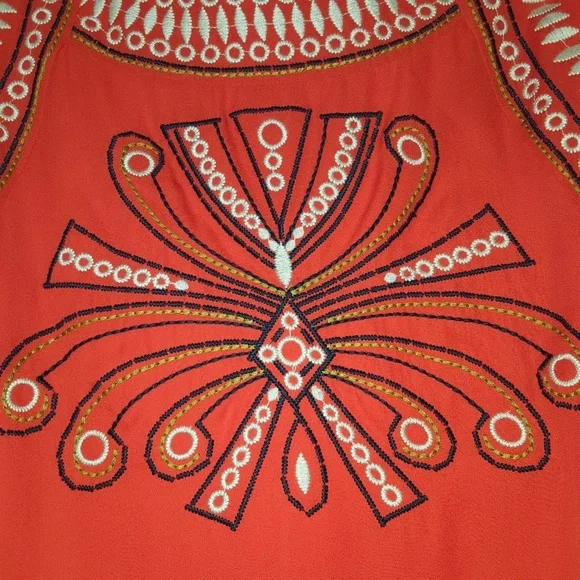 JOYJOY Embroidered Blouse Bohemian Office Orange Pumpkin NWT - Picture 3 of 8